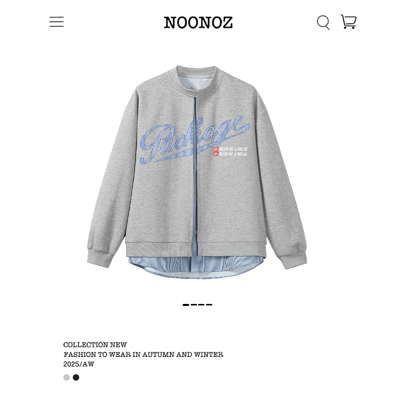 美式字母条纹假两件卫衣