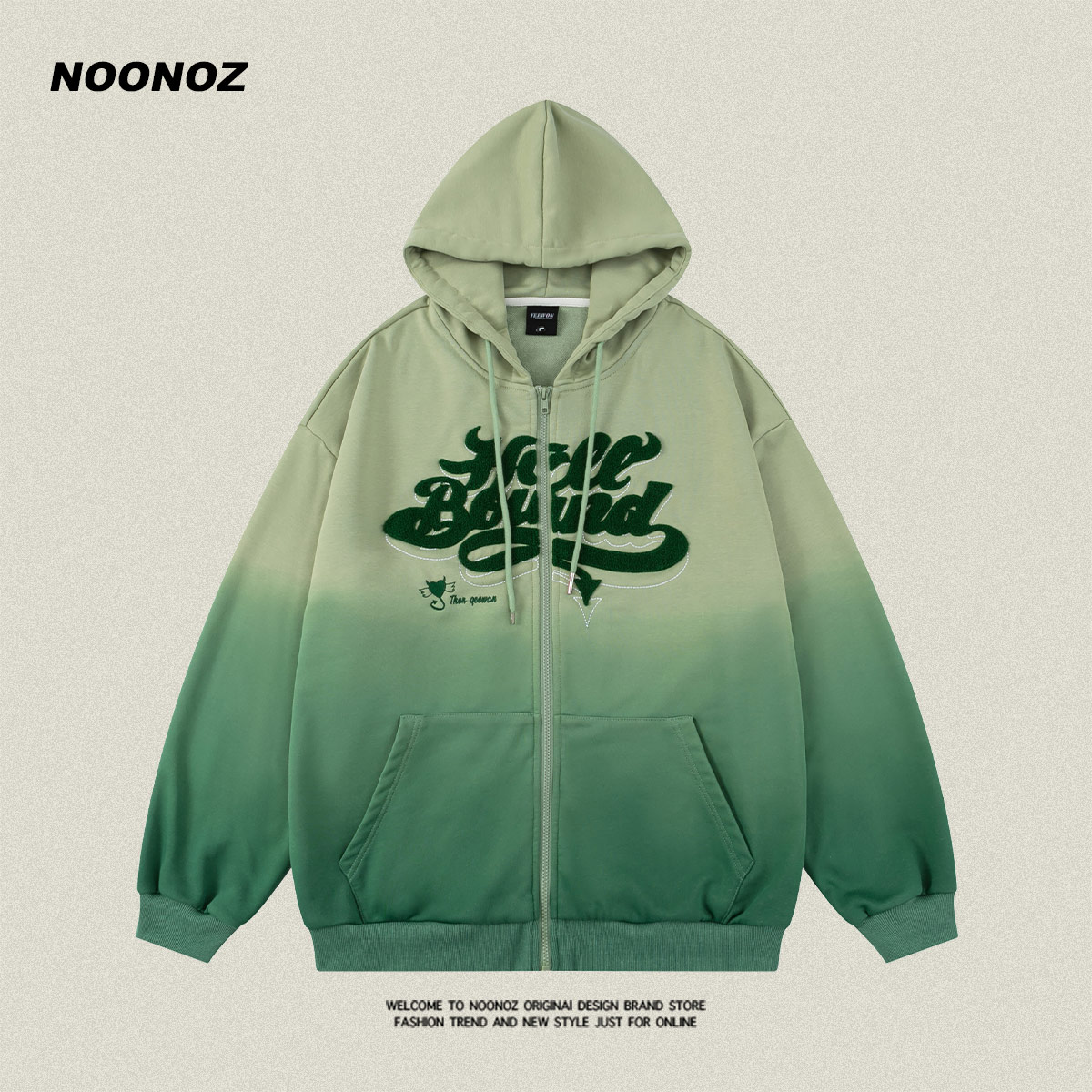 扎染NOONOZ卫衣开衫植绒