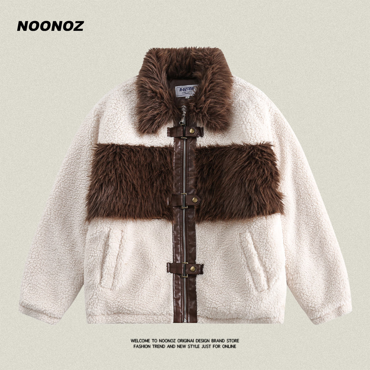 NOONOZ羊羔绒拼接加厚冬季棉衣