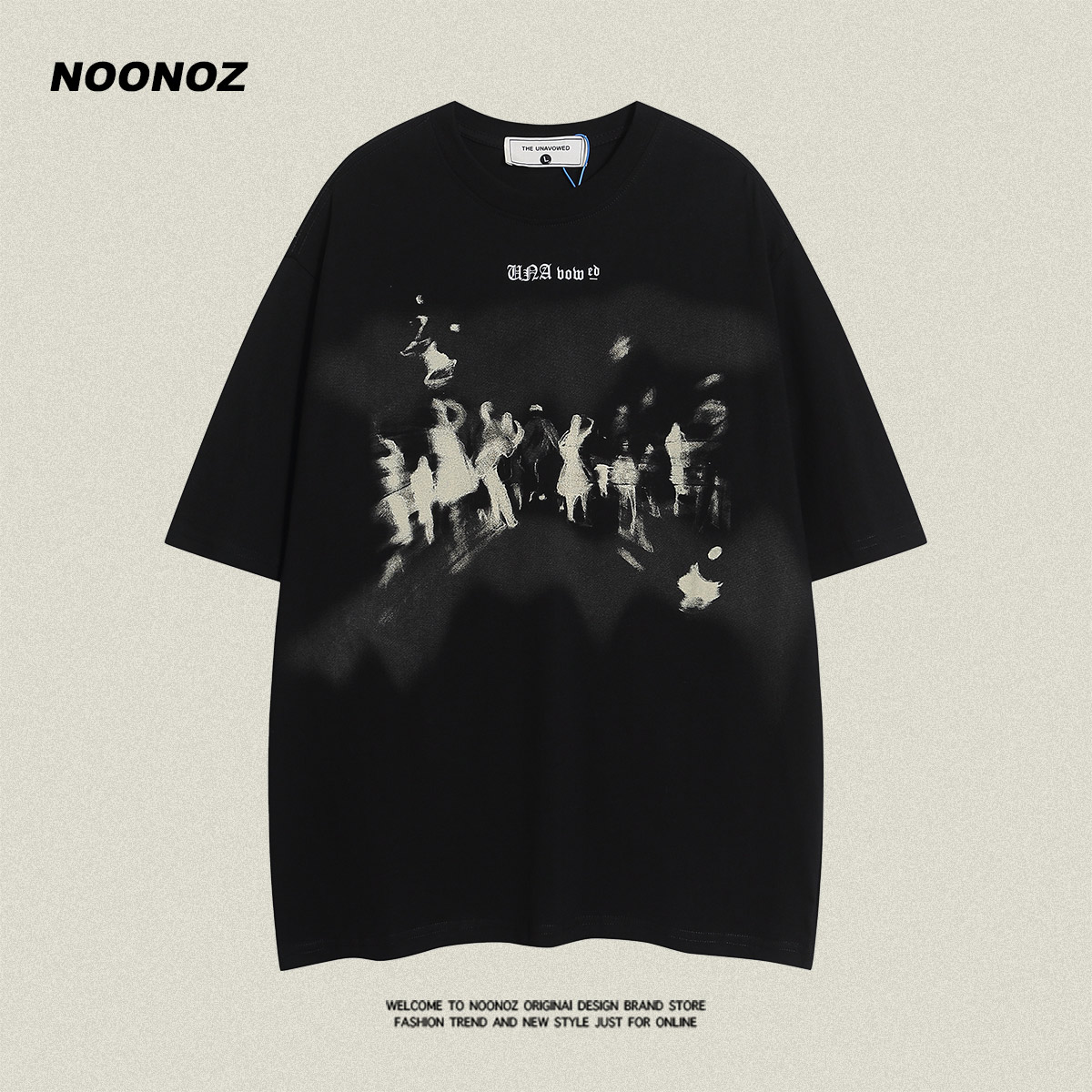 NOONOZ美式街头抽象印花短袖T恤