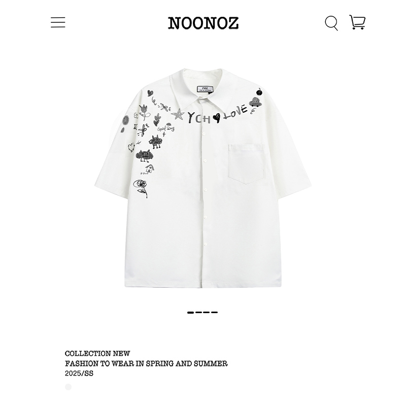 NOONOZ美式创意涂鸦情侣短袖衬衫