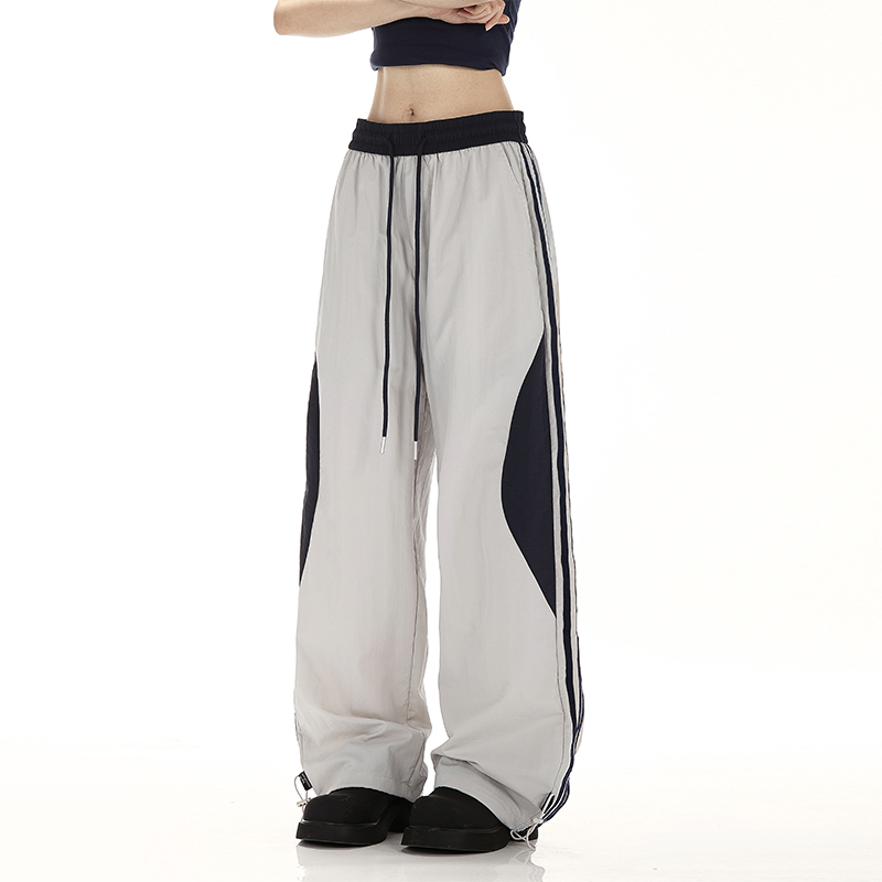 NOONOZ美式工装三条杠拼接休闲裤