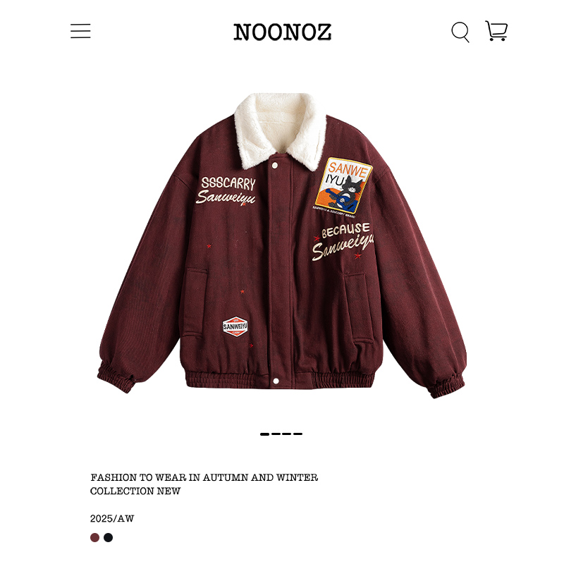 冬季美式复古卡通刺绣加绒棉衣