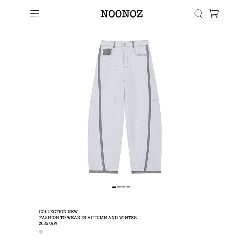 NOONOZ潮牌辑明线解构牛仔裤男新款美式复古裤子水洗垂感阔腿长裤