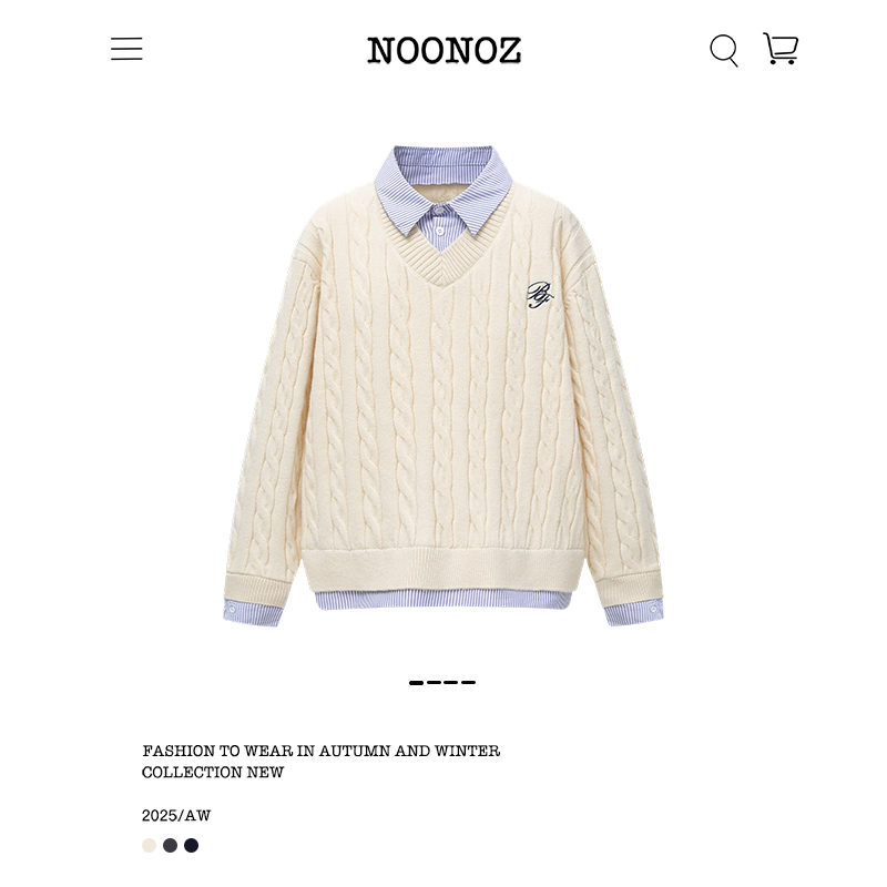 老钱风条纹麻花假两件毛衣