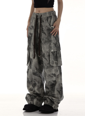 NOONOZ美式复古工装裤男迷彩潮牌街舞嘻哈多口袋宽松阔腿休闲裤