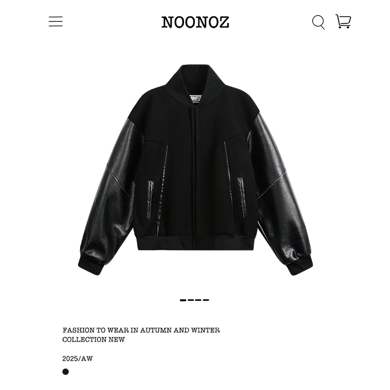 美式高街PU皮拼接棒球服外套