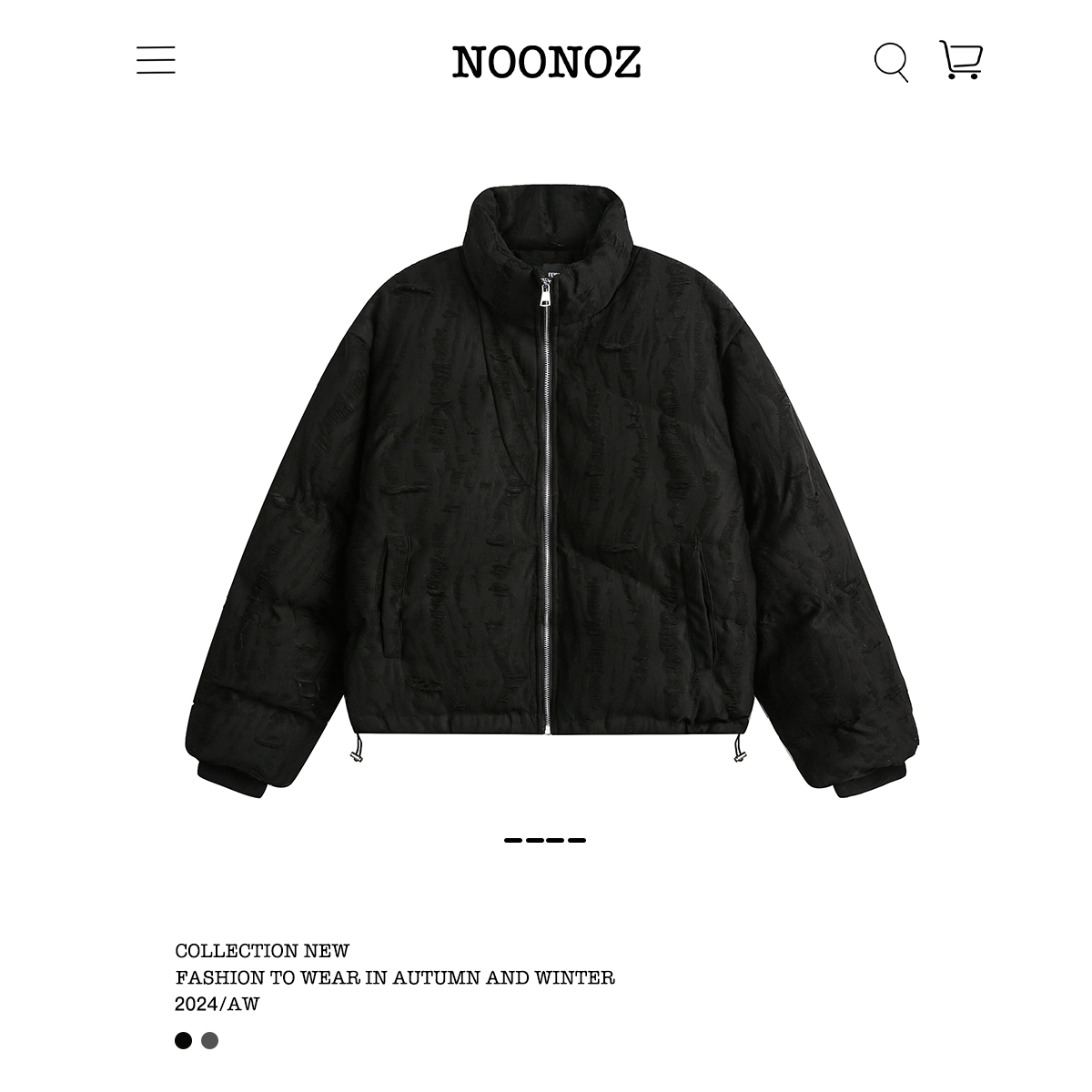 NOONOZ美式复古破洞毛边加厚棉衣