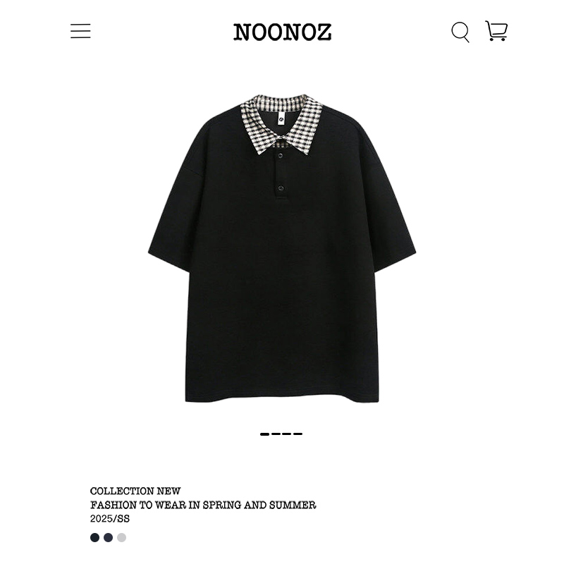 撞色格子假两件拼接短袖POLO衫