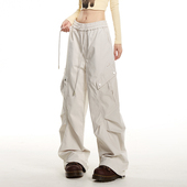 新款 男春季 美式 潮牌褶皱口袋裤 NOONOZ工装 子街头百搭休闲直筒裤 裤
