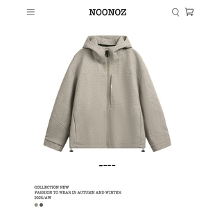 NOONOZ老钱风高级感毛呢夹克男秋冬复古美式潮牌中性风廓形外套