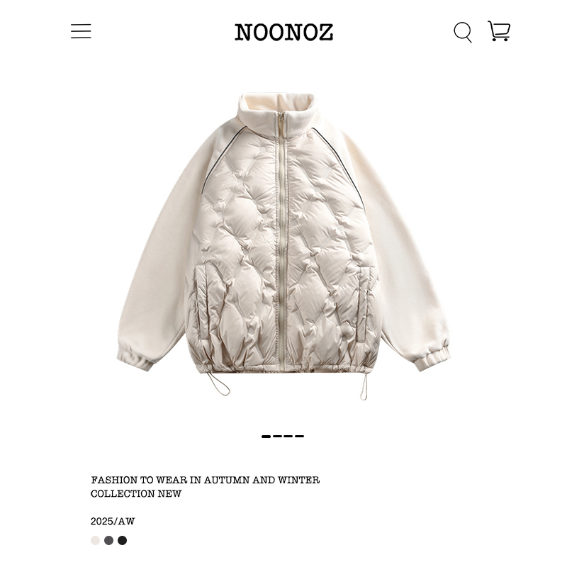 冬季美式轻薄菱格拼接立领羽绒服