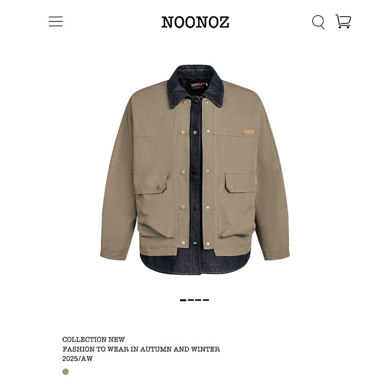NOONOZ美式复古假两件牛仔拼接夹克男女潮牌设计感小众工装外套,男装,夹克,淘宝优惠券,粉丝福利购,淘宝优惠卷