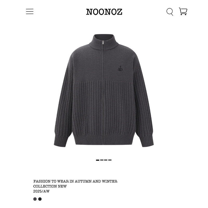 NOONOZ美式竖条纹拼接开衫毛衣男冬季中性风慵懒潮牌保暖针织外套