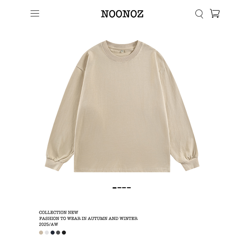 潮牌纯色基础款圆领长袖T恤