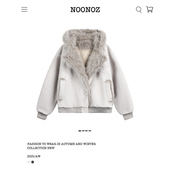 NOONOZ美式 加厚保暖中性风潮牌棉服外套 座山雕毛绒拼接棉衣男冬季