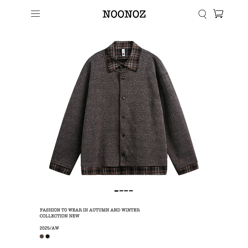 老钱风撞色格子假两件针织外套