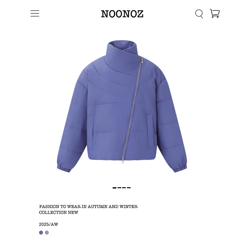 冬季美式斜拉链排骨羽绒服