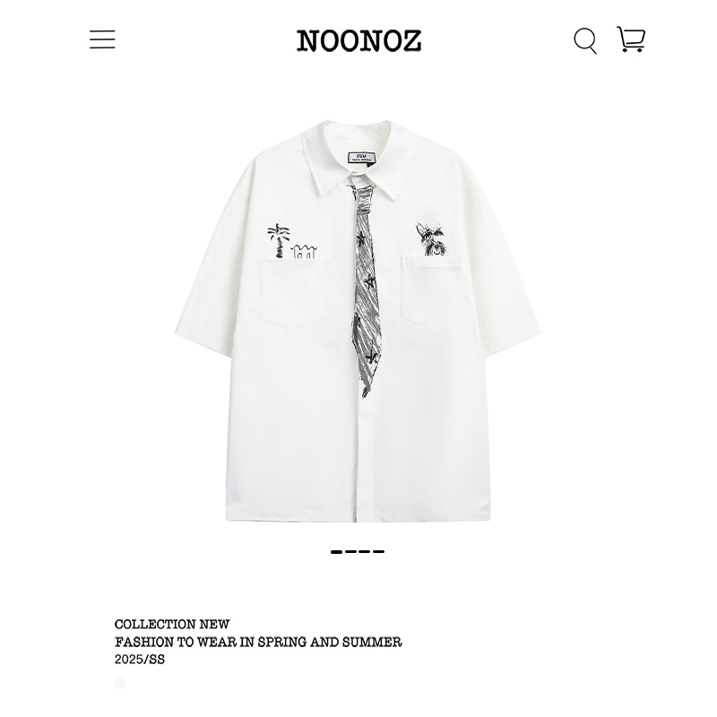 国潮黑白涂鸦领带短袖衬衫
