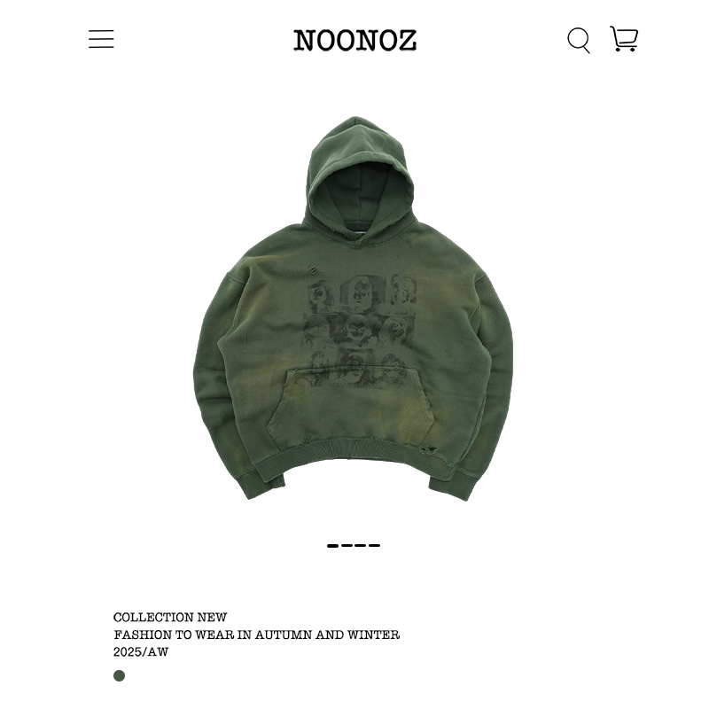 NOONOZ潮牌情侣欧美嘻哈个性破洞水洗连帽卫衣男vintage美式帽衫