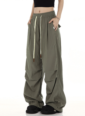 NOONOZ潮牌街舞工装裤男女美式嘻哈抽绳直筒速干户外休闲运动裤子