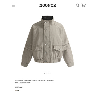 NOONOZ秋冬美式 夹克男潮牌中性风vintage外套 复古大口袋做旧工装