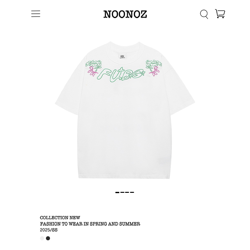 美式设计感领口花卉字母刺绣T恤