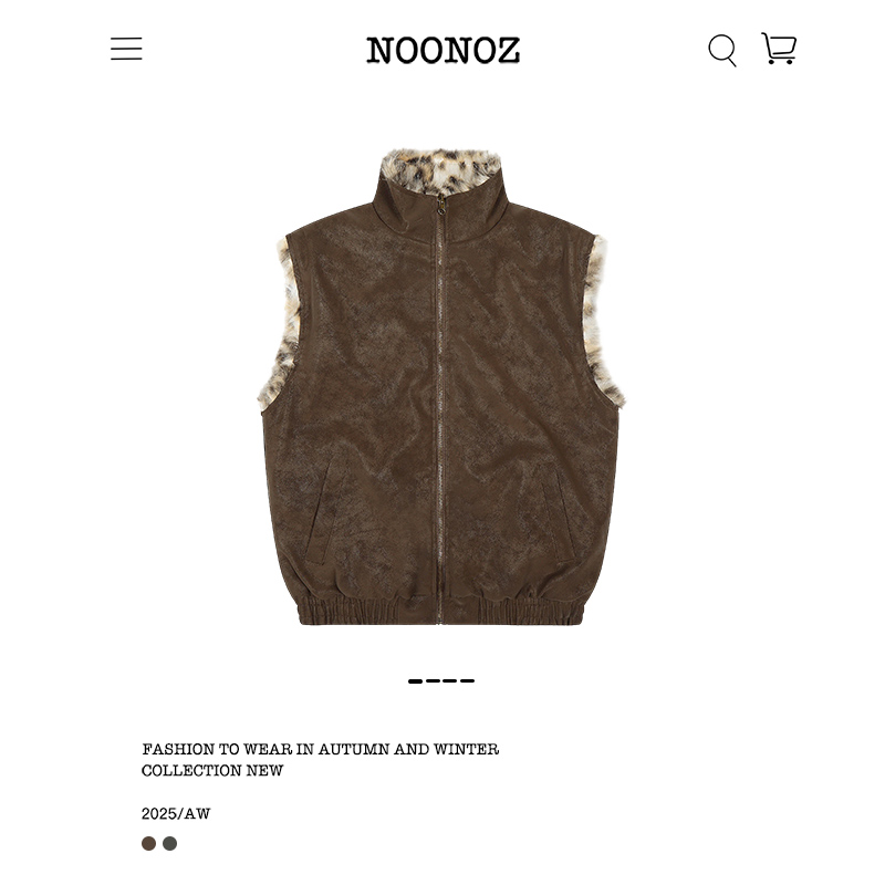 美式豹纹双面穿PU皮衣马甲