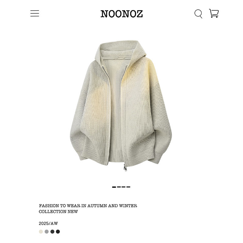 NOONOZ秋冬纯色通勤双拉链连帽开衫毛衣男潮牌中性风保暖针织外套,男装,针织衫/毛衣,淘宝优惠券,粉丝福利购,淘宝优惠卷