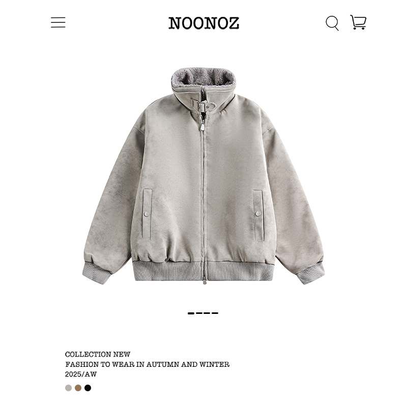 可拆卸毛绒领加厚PU皮衣夹克