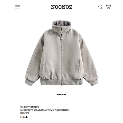 可拆卸毛绒领加厚PU皮衣夹克