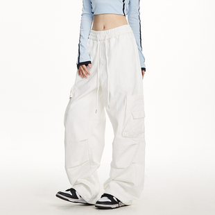 NOONOZ阔腿工装裤男美式复古大口袋潮牌休闲裤嘻哈爵士舞直筒裤子