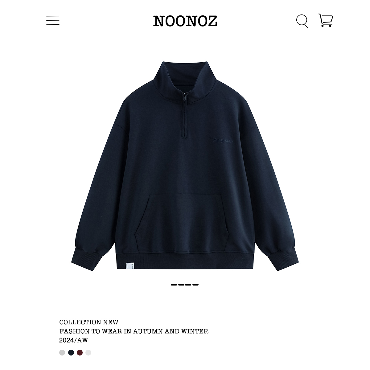 NOONOZ美式半拉链长袖卫衣