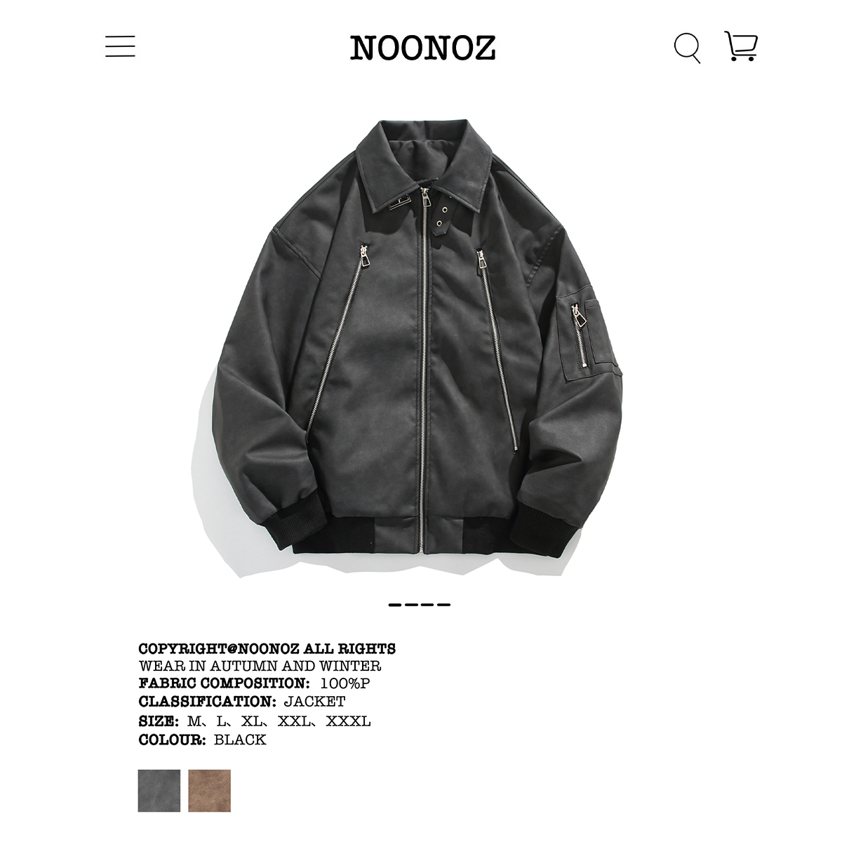 NOONOZ美式翻领拉链口袋夹克外套
