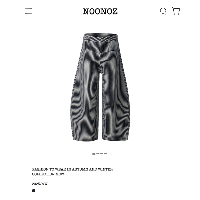 美式竖条纹廓形弯刀牛仔裤