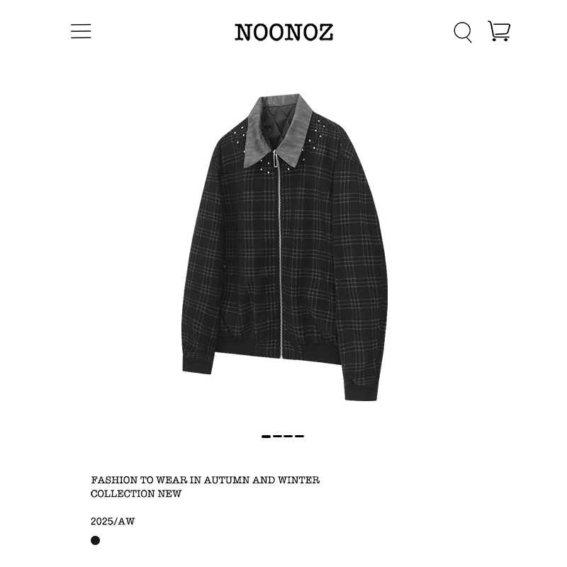 复古老钱风格纹拉链夹克男秋冬