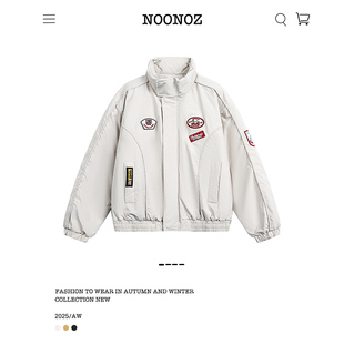 NOONOZ美式 棉衣男潮牌中性风保暖高级感外套 廓形徽章飞行员工装