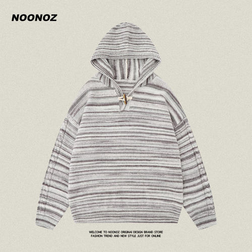 NOONOZ套头连帽条纹针织衫毛衣