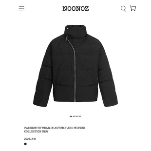 NOONOZ冬季美式斜拉链立领短款棉衣男中性风保暖潮牌通勤棉袄棉服