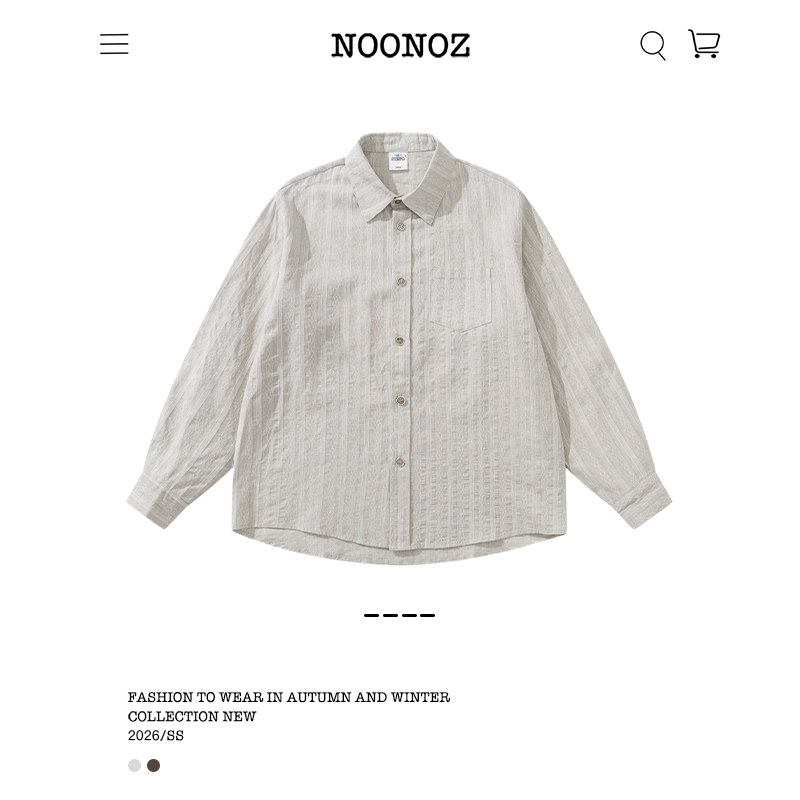 NOONOZ复古民族风提花亚麻长袖衬衫男春秋潮牌中性风慵懒休闲衬衣