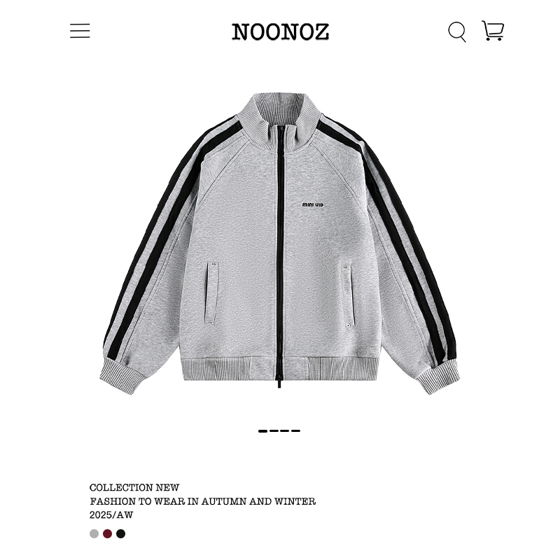 美式复古解构三条杠立领开衫卫衣