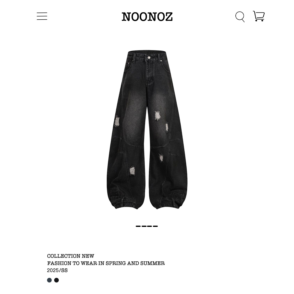 NOONOZ美式高街倒装弯刀牛仔裤