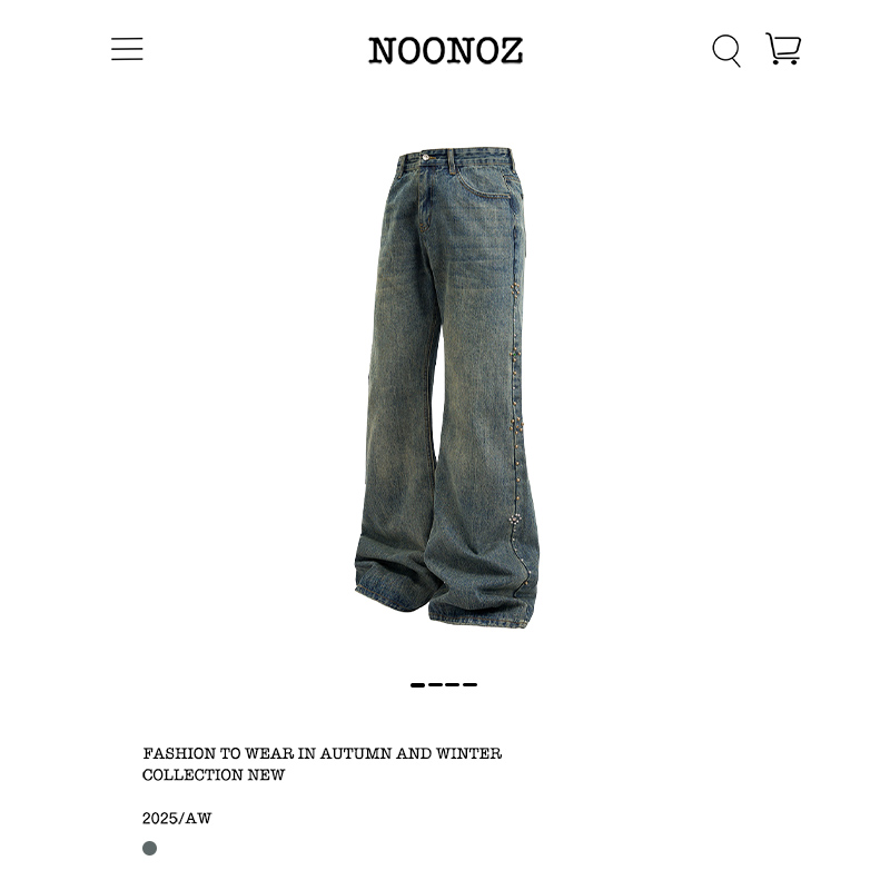 美式街头珍珠钉珠微喇叭牛仔裤