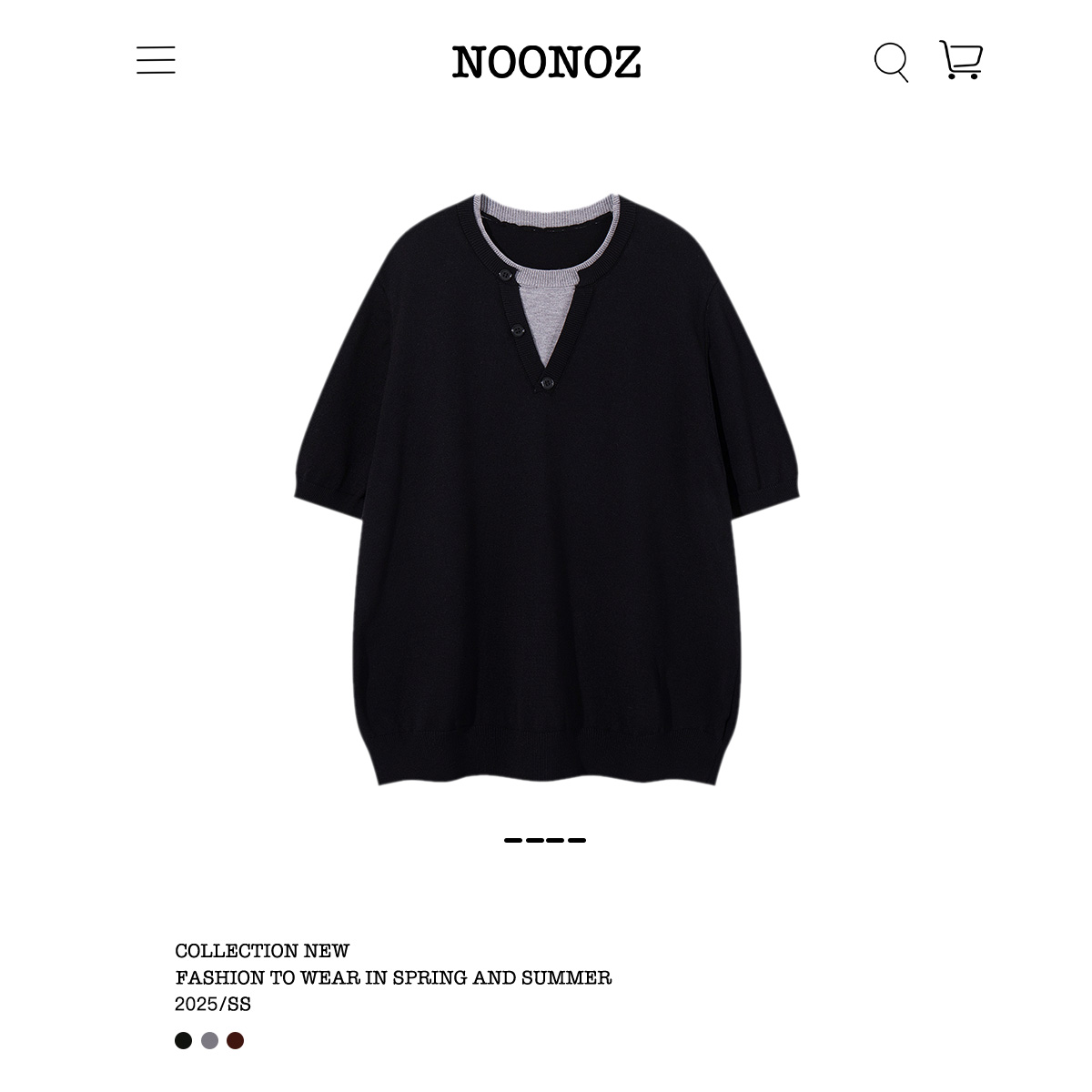 NOONOZ美式假两件针织短袖