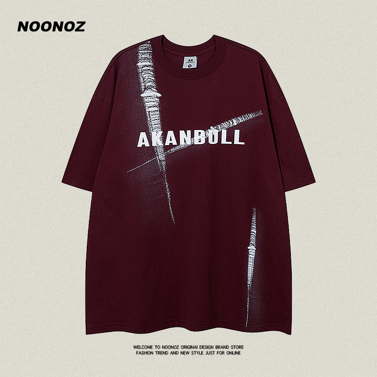 NOONOZ美式潮牌青年字母短袖T恤