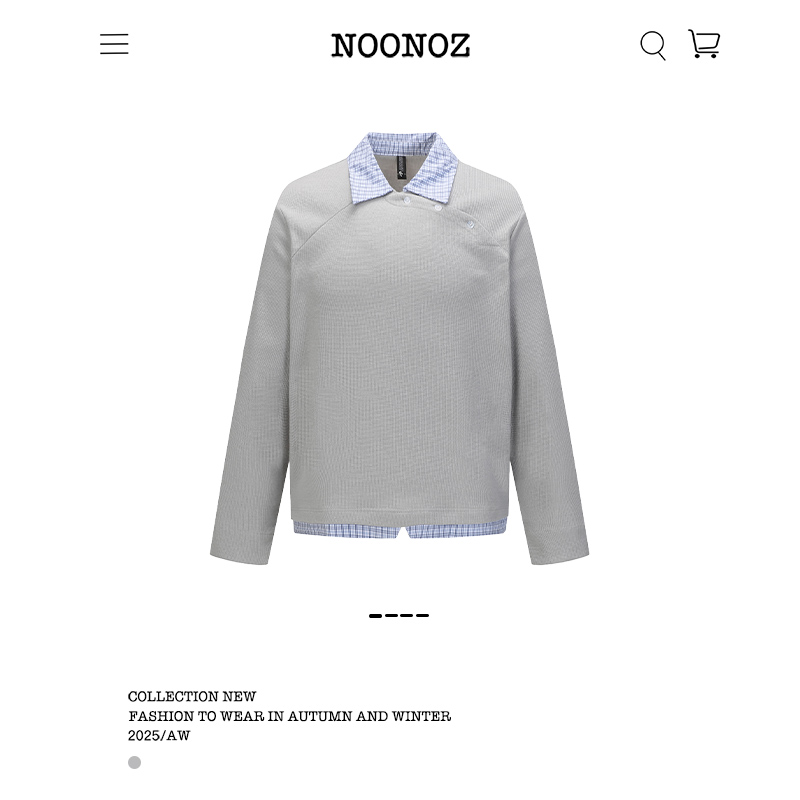 华夫格假两件长袖POLO衫男