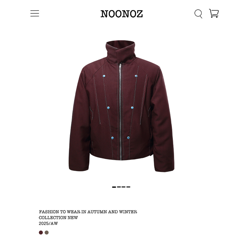 老钱风毛绒纽扣立领棉衣