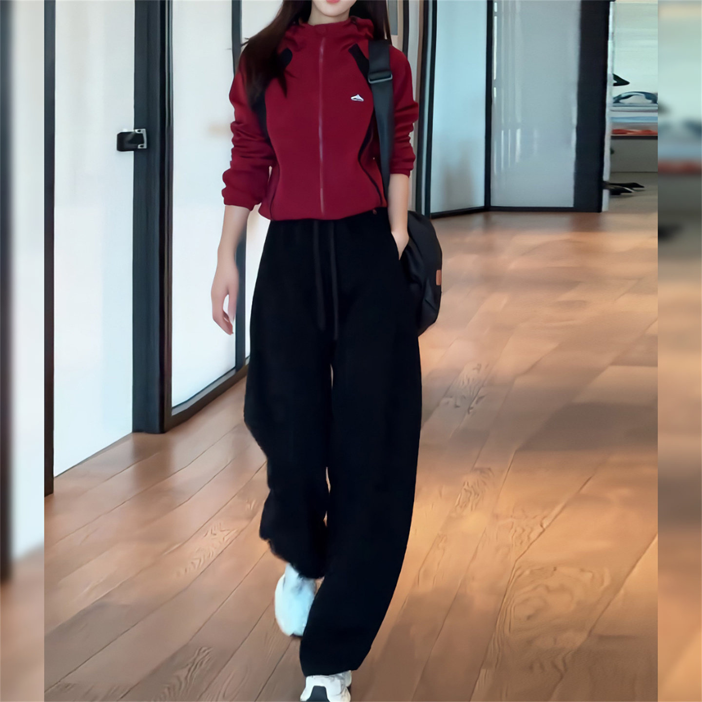 时尚休闲套装女2026春秋季宽松显瘦连帽开衫阔腿裤运动穿搭两件套,女装/女士精品,休闲运动套装,淘宝优惠券,粉丝福利购,淘宝优惠卷