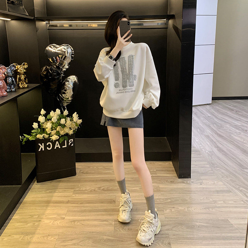慵懒松弛感刺绣亮片卫衣女长袖
