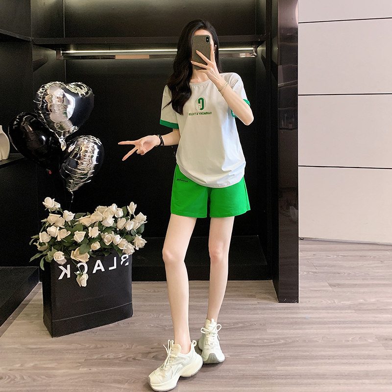 时尚休闲运动套装女2026夏季新款洋气减龄显瘦短袖T恤短裤两件套